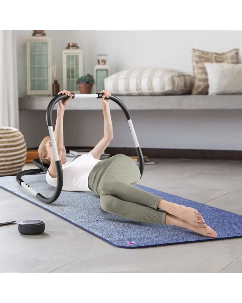 Portable AB Trainer with Headrest and Foam Handle for Office Home Gym-White - White - Benches Racks & Bars