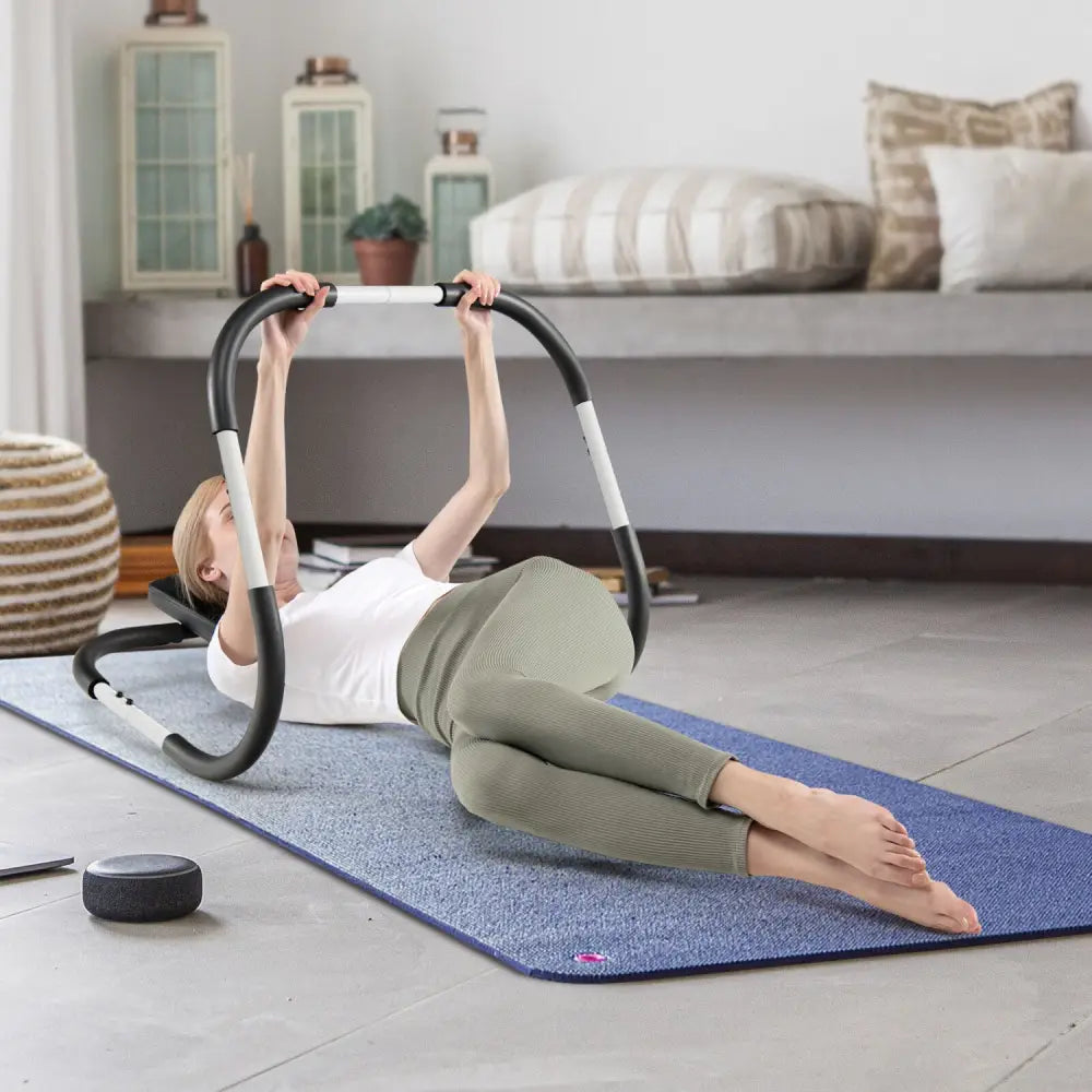 Portable AB Trainer with Headrest and Foam Handle for Office Home Gym-White - White - Benches Racks & Bars