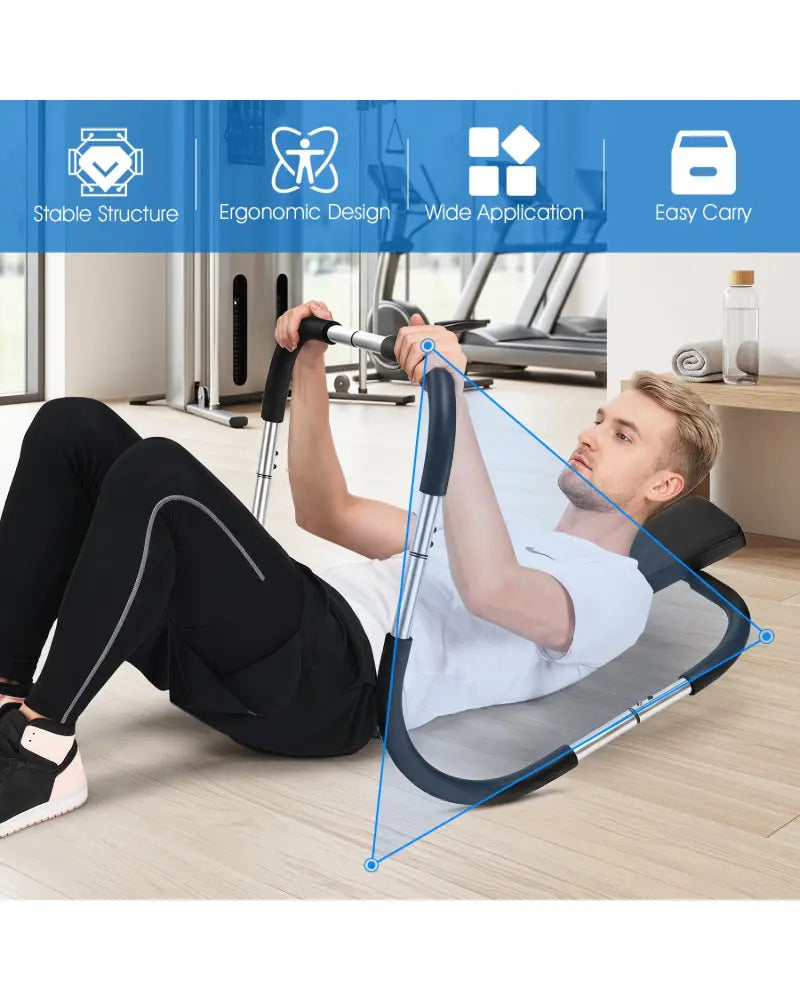 Portable AB Trainer with Headrest and Foam Handle for Office Home Gym-Silver - Silver - Benches Racks & Bars
