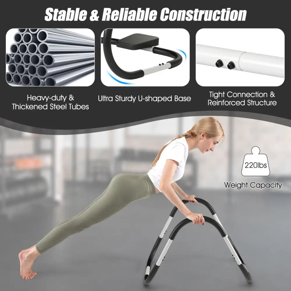Portable AB Trainer with Headrest and Foam Handle for Office Home Gym-White - White - Benches Racks & Bars