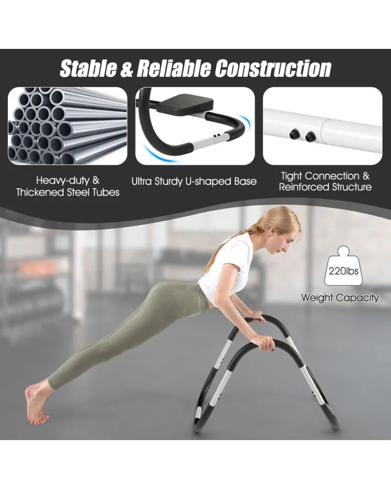 Portable AB Trainer with Headrest and Foam Handle for Office Home Gym-White - White - Benches Racks & Bars