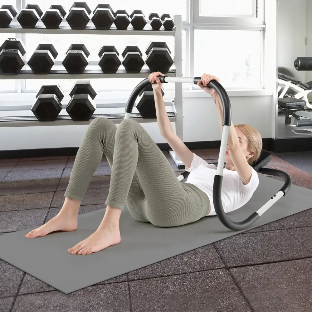 Portable AB Trainer with Headrest and Foam Handle for Office Home Gym-White - White - Benches Racks & Bars
