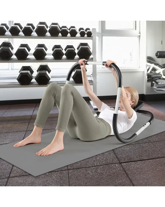 Portable AB Trainer with Headrest and Foam Handle for Office Home Gym-White - White - Benches Racks & Bars