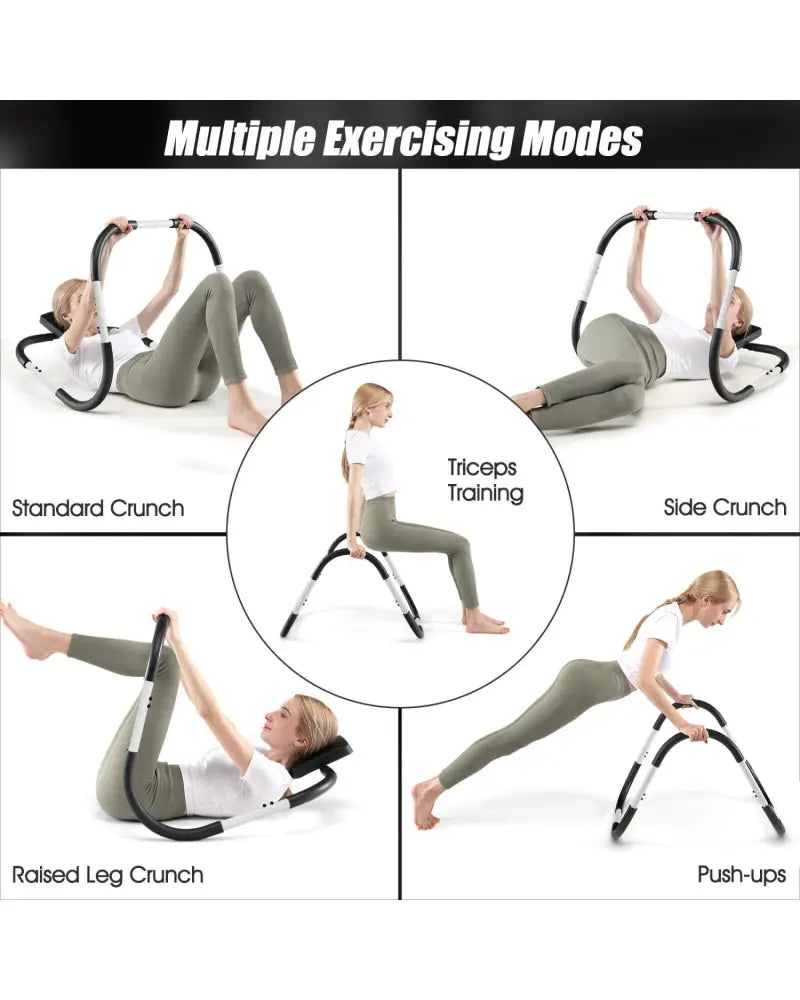 Portable AB Trainer with Headrest and Foam Handle for Office Home Gym-White - White - Benches Racks & Bars