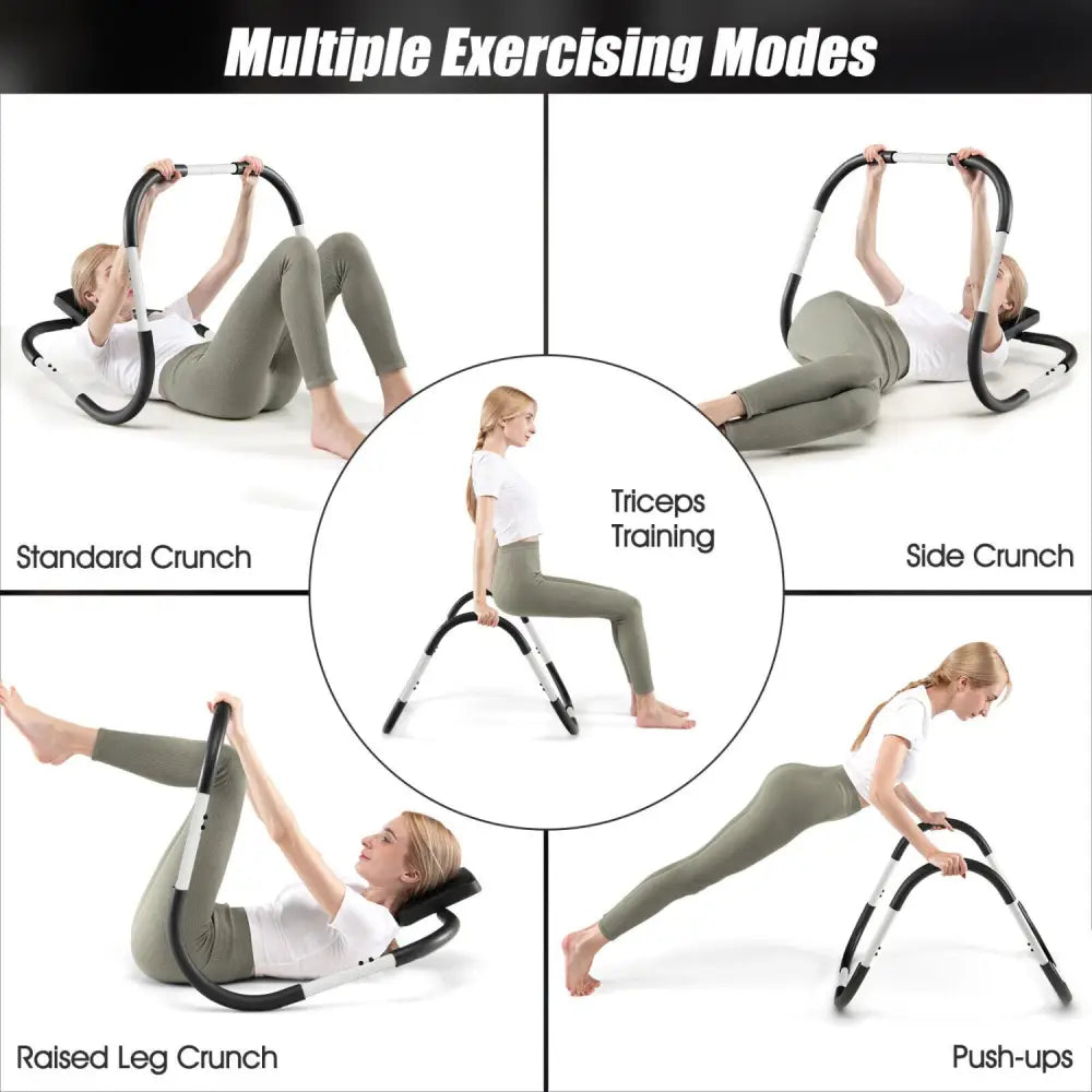 Portable AB Trainer with Headrest and Foam Handle for Office Home Gym-White - White - Benches Racks & Bars
