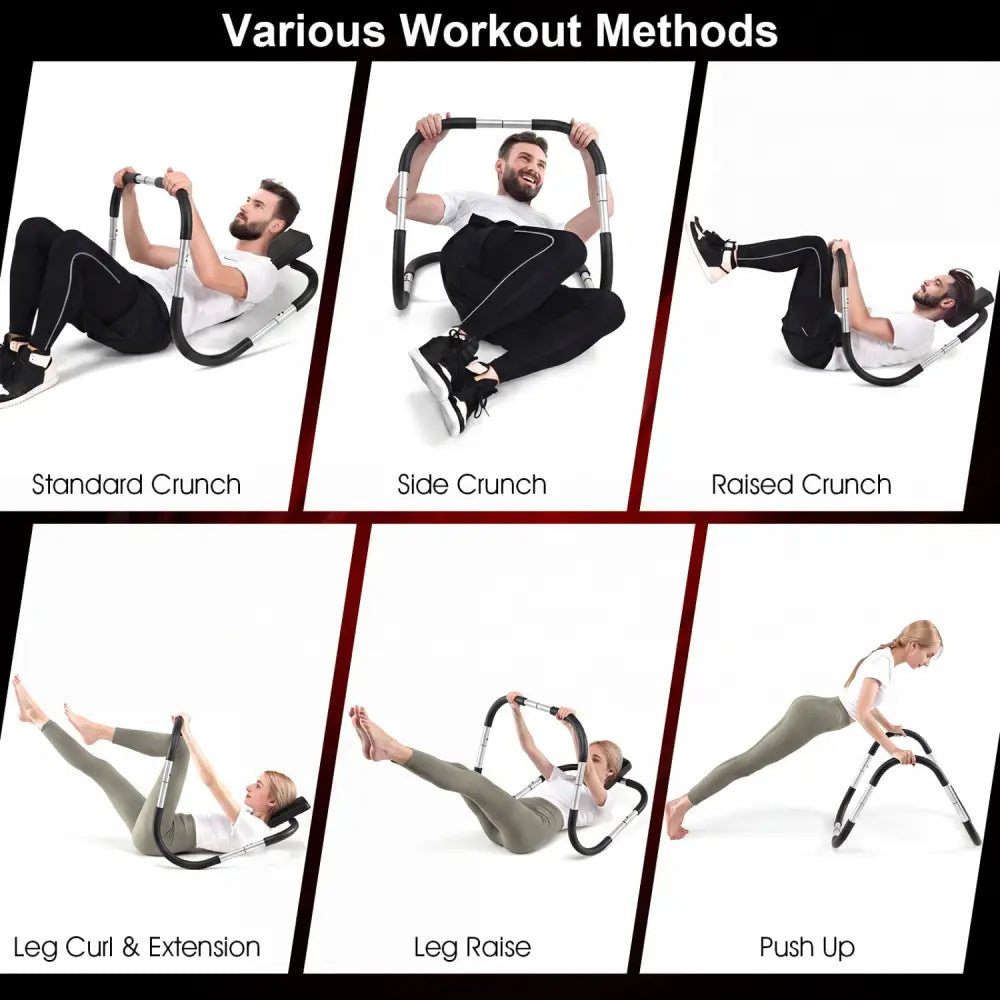Portable AB Trainer with Headrest and Foam Handle for Office Home Gym-Silver - Silver - Benches Racks & Bars