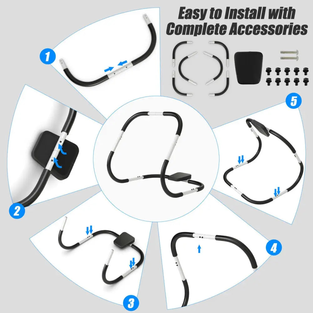 Portable AB Trainer with Headrest and Foam Handle for Office Home Gym-White - White - Benches Racks & Bars