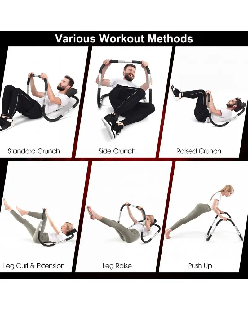 Portable AB Trainer with Headrest and Foam Handle for Office Home Gym-Silver - Silver - Benches Racks & Bars