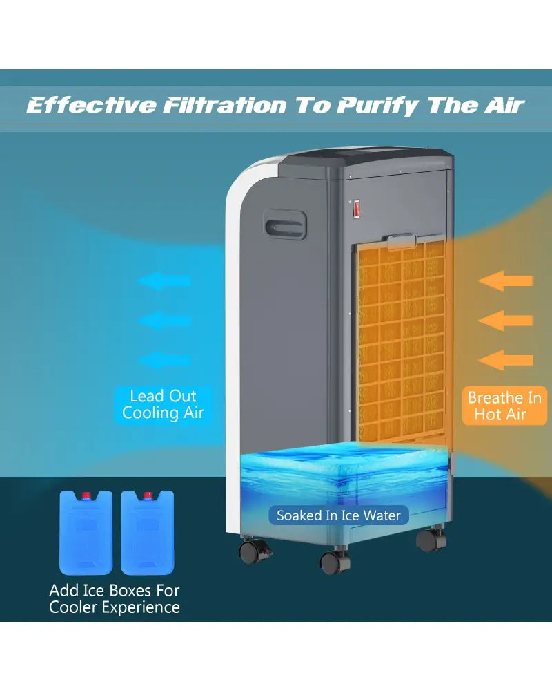 Portable Air Cooler Fan with Heater and Humidifier Function - Gray - Air Coolers