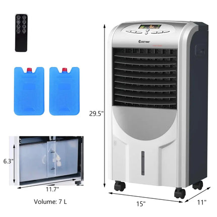 Portable Air Cooler Fan with Heater and Humidifier Function Costway
