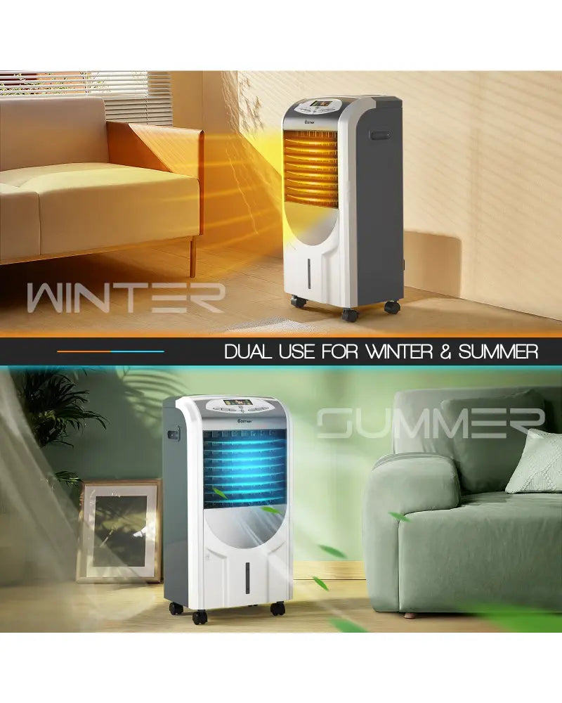 Portable Air Cooler Fan with Heater and Humidifier Function - Gray - Air Coolers