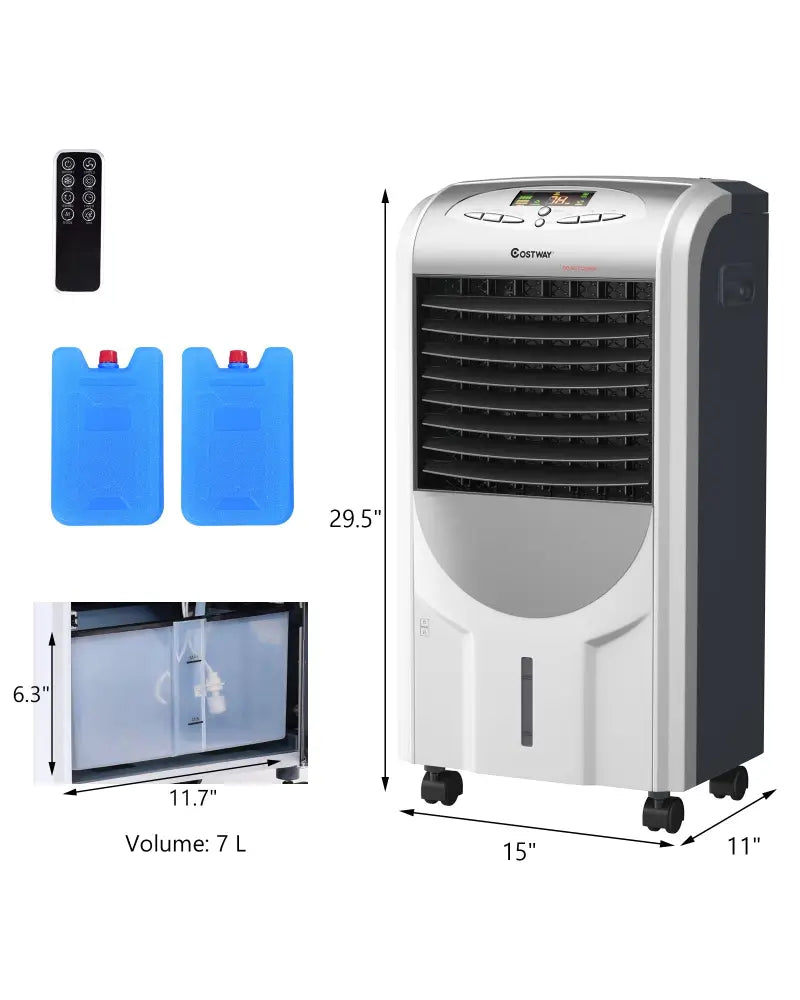 Portable Air Cooler Fan with Heater and Humidifier Function - Gray - Air Coolers