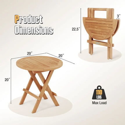 Portable and Compact Outdoor End Table with X-shaped Legs and Slatted Tabletop - Natural - Patio Coffee Tables