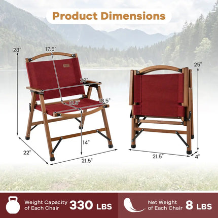 Portable and Lightweight Folding Camping Chair for Patio Picnic Leisure Fishing Travel Beach-Red - Red - Camping