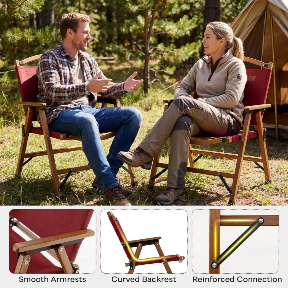 Portable and Lightweight Folding Camping Chair for Patio Picnic Leisure Fishing Travel Beach-Red - Red - Camping