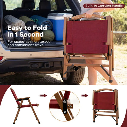 Portable and Lightweight Folding Camping Chair for Patio Picnic Leisure Fishing Travel Beach-Red - Red - Camping