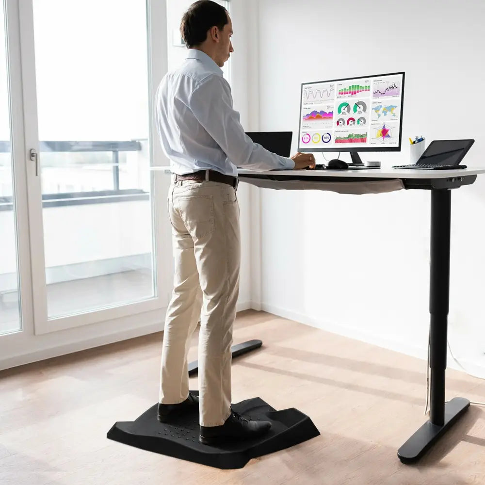Portable Anti-Fatigue Standing Mat with Massage Points and Diverse Terrain-Black - Black - Sport Equipments