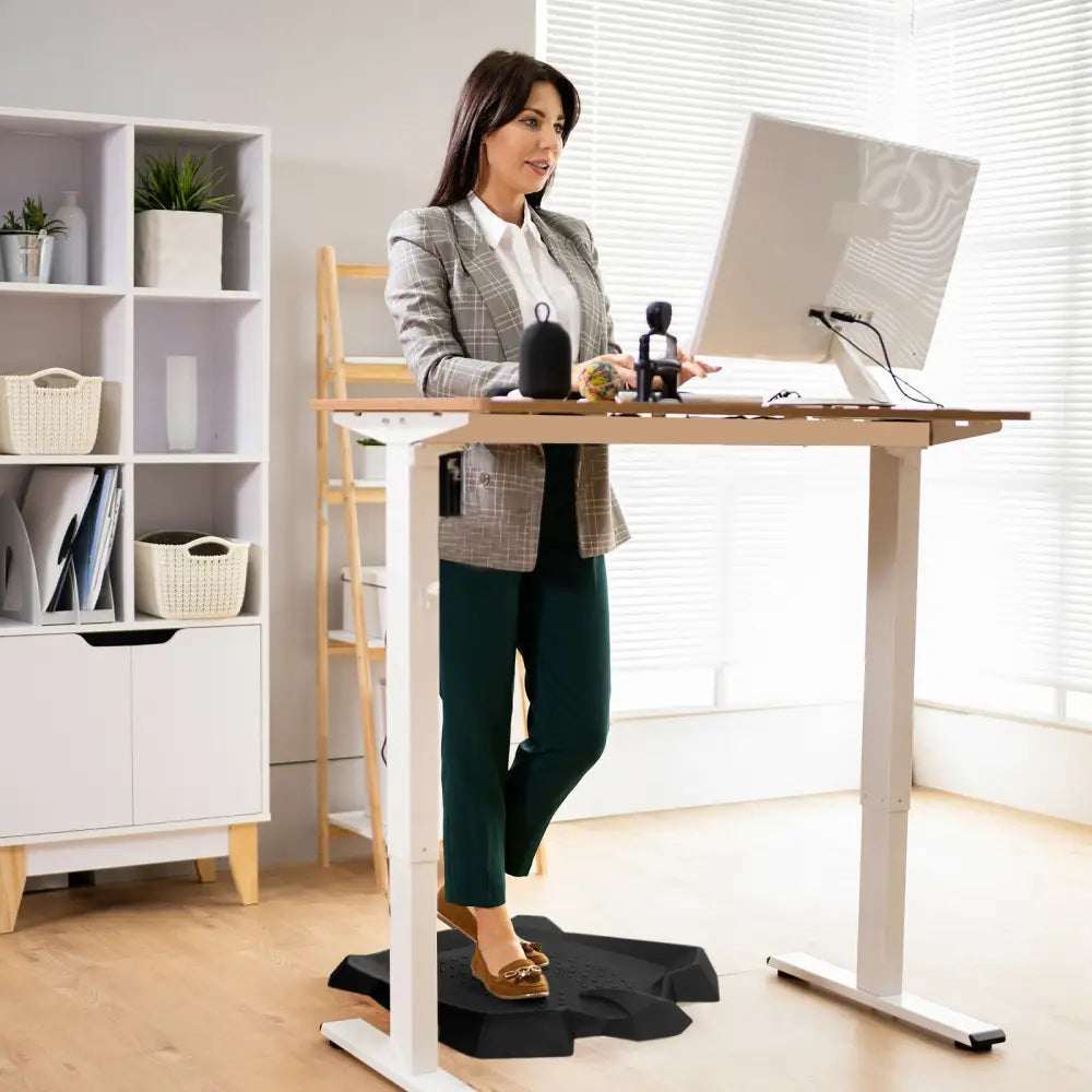 Portable Anti-Fatigue Standing Mat with Massage Points and Diverse Terrain-Black - Black - Sport Equipments