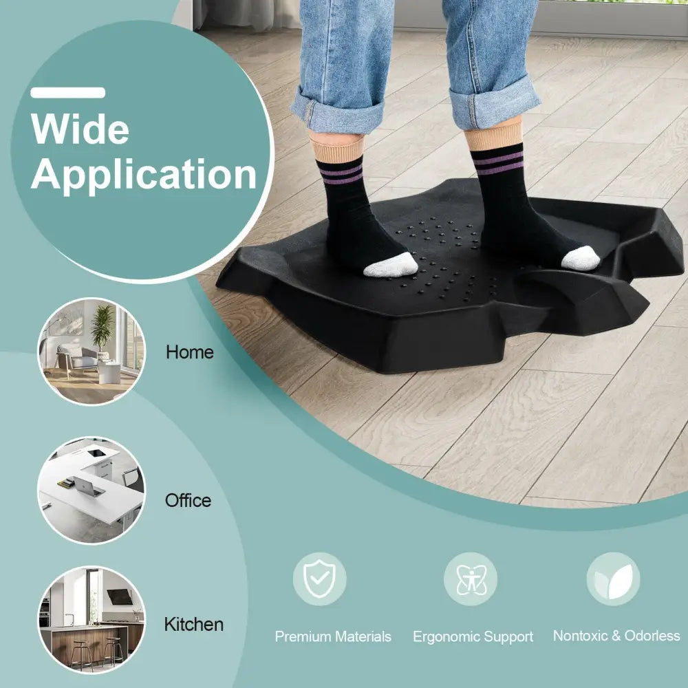 Portable Anti-Fatigue Standing Mat with Massage Points and Diverse Terrain-Black - Black - Sport Equipments