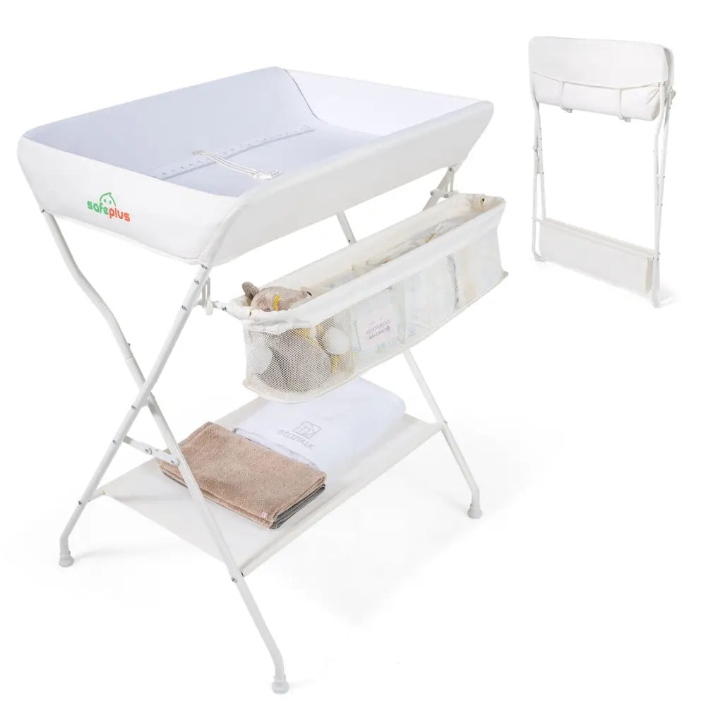 Portable Baby Change Table Folding Newborn Nursery Organizer-Beige - Beige - Changing Tables