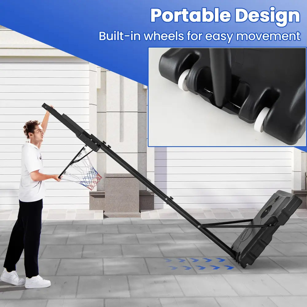 Portable Basketball Hoop Outdoor Basketball Goal System Adjustable for Kids Teens Adults - Sport Equipments