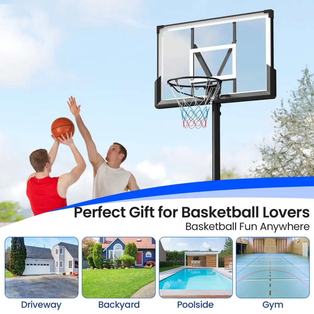 Portable Basketball Hoop Outdoor Basketball Goal System Adjustable for Kids Teens Adults - Sport Equipments