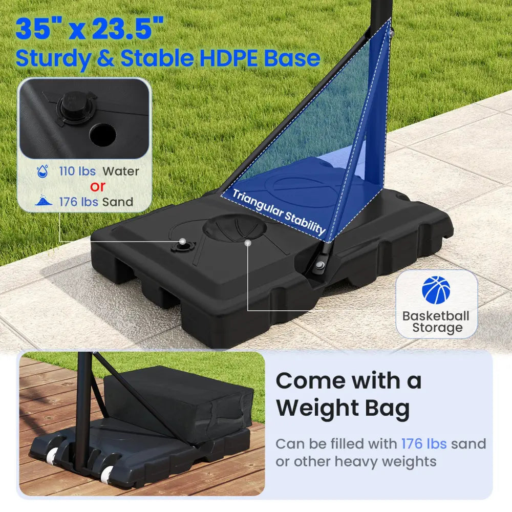 Portable Basketball Hoop Outdoor Basketball Goal System Adjustable for Kids Teens Adults - Sport Equipments