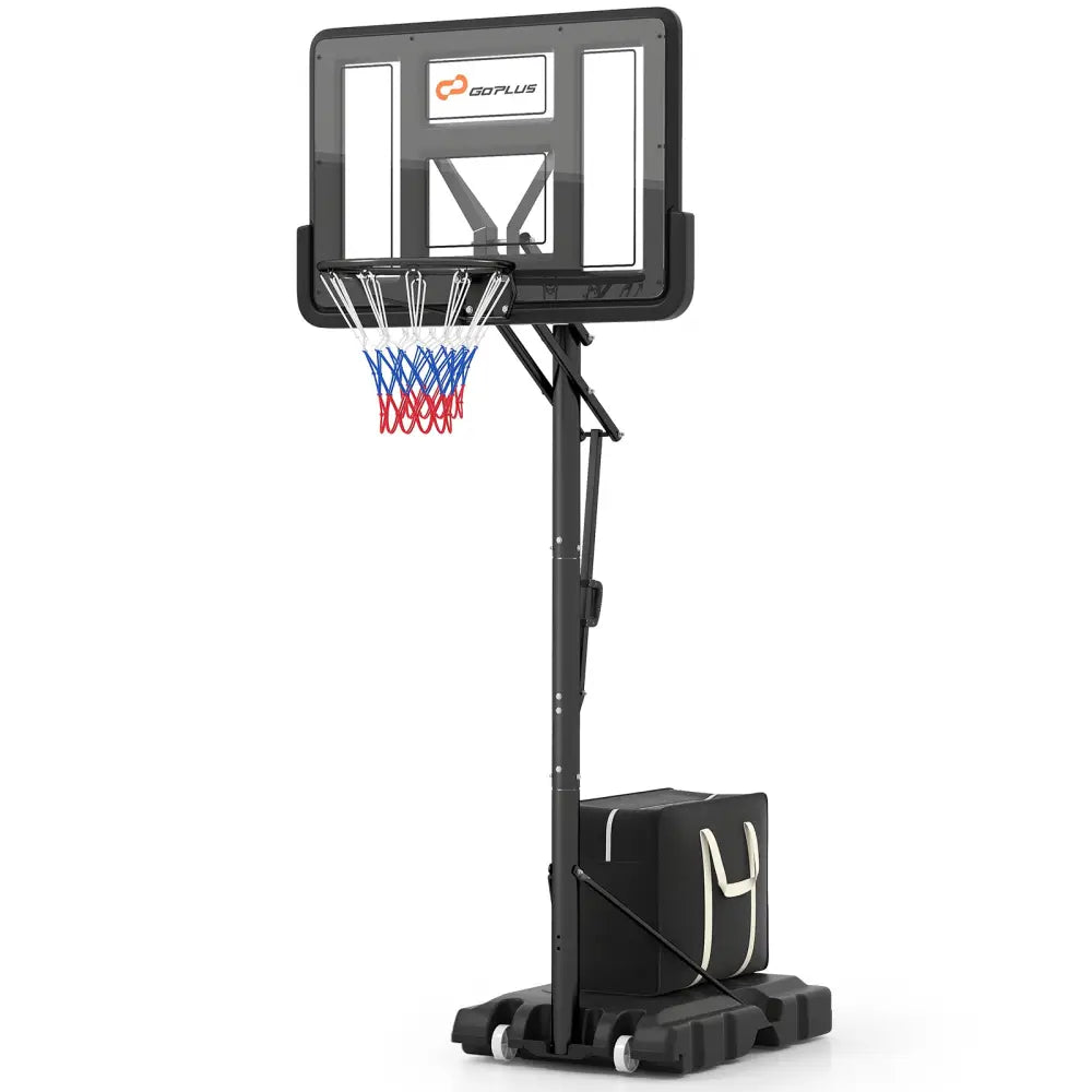 Portable Basketball Hoop with 4.6 to 10 Feet 10-Level Height Adjustable - Black - Sport Equipments