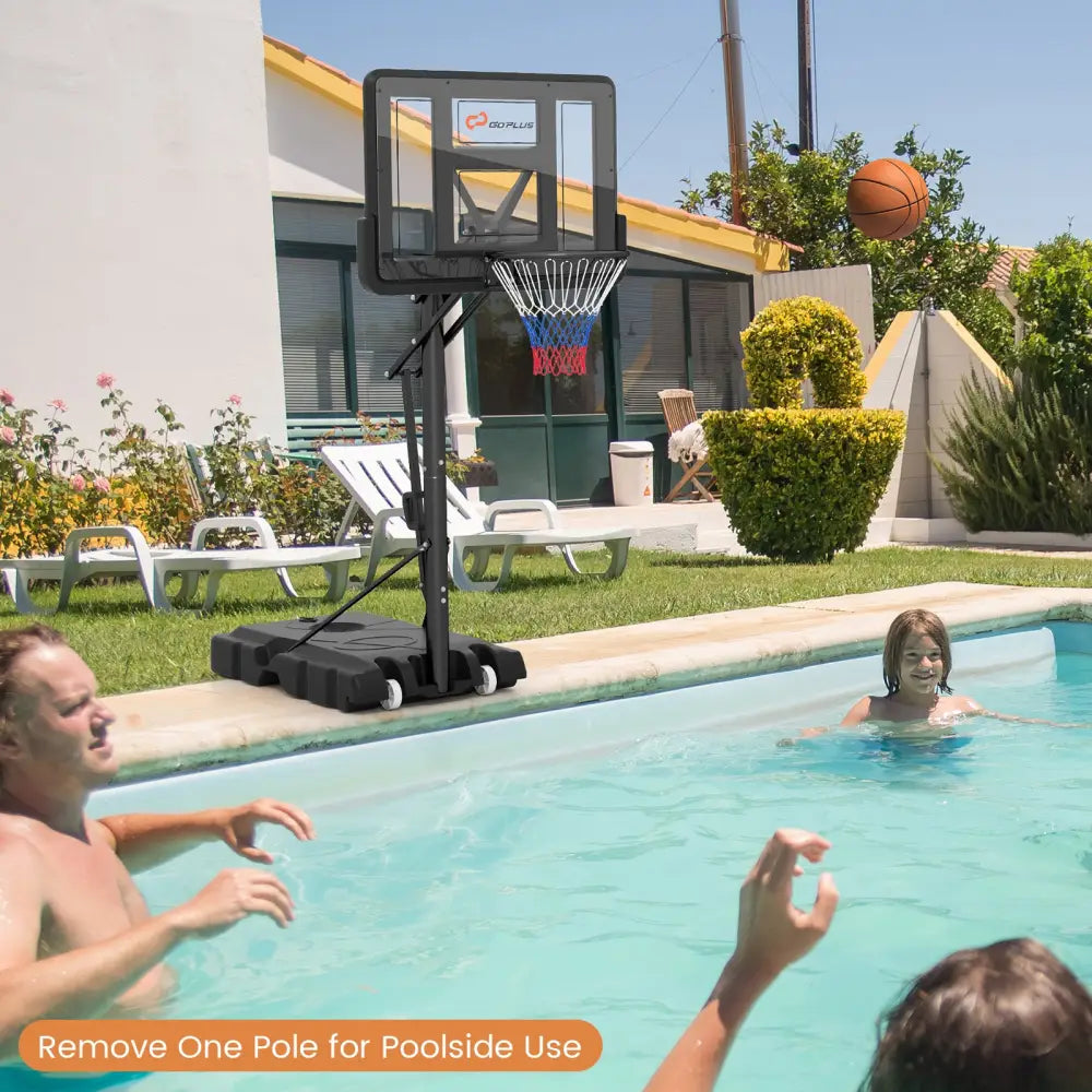 Portable Basketball Hoop with 4.6 to 10 Feet 10-Level Height Adjustable - Black - Sport Equipments