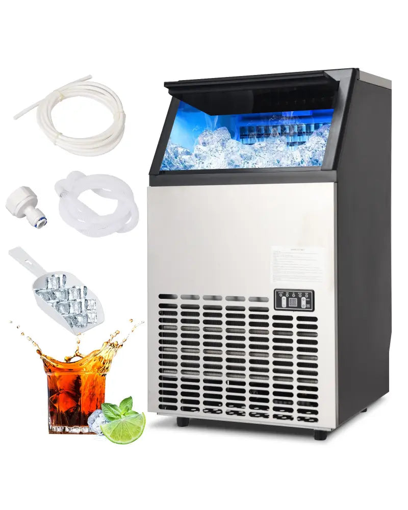 Portable Built-In Stainless Steel Commercial Ice Maker - Black - Ice Makers