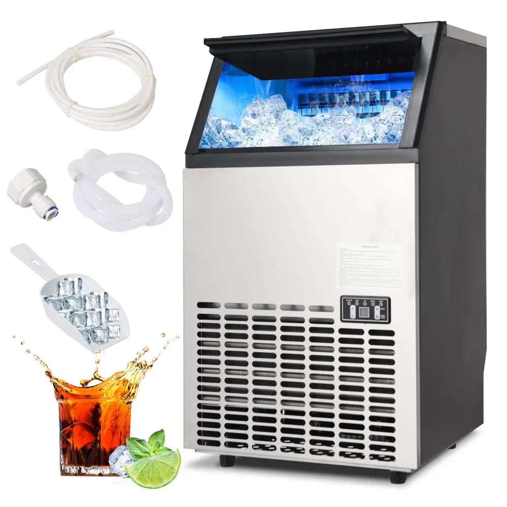 Portable Built-In Stainless Steel Commercial Ice Maker - Black - Ice Makers