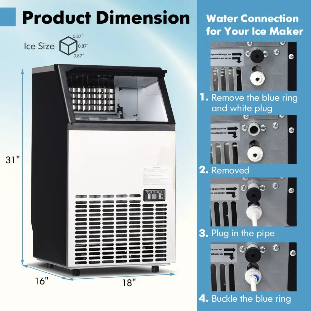 Portable Built-In Stainless Steel Commercial Ice Maker - Black - Ice Makers