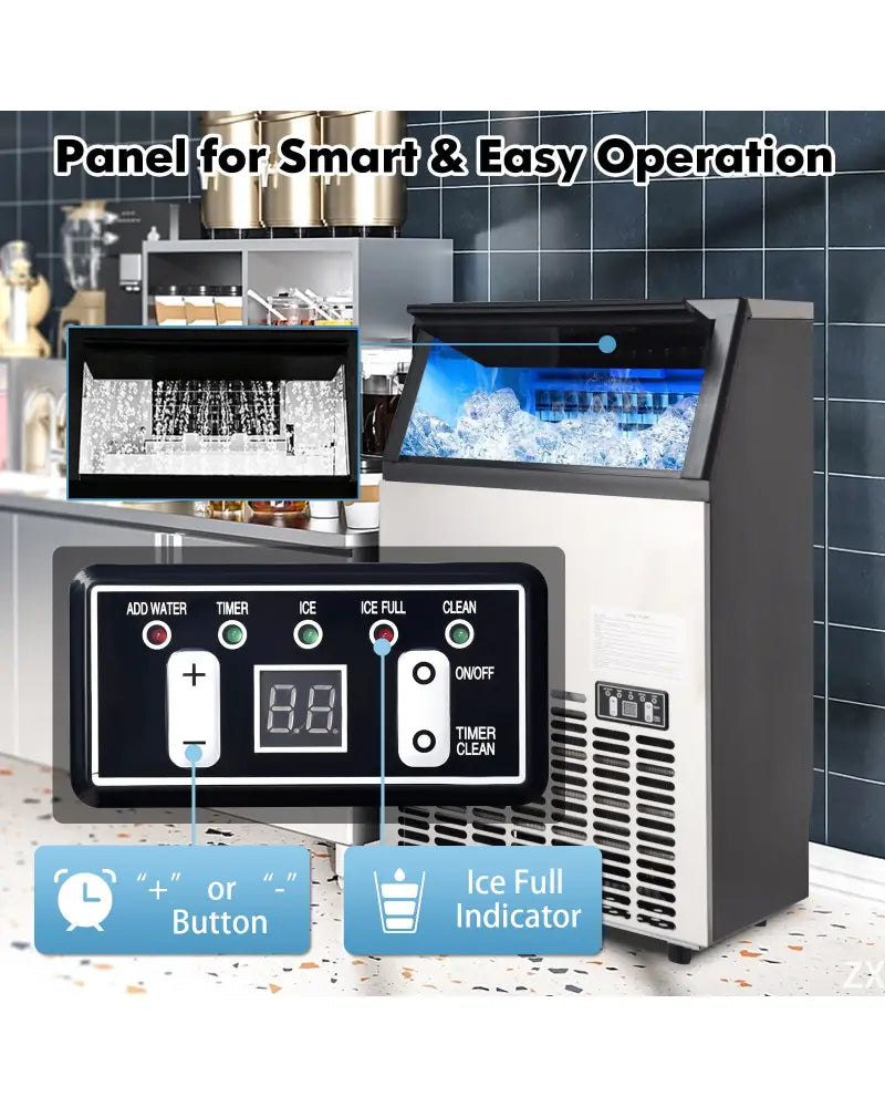 Portable Built-In Stainless Steel Commercial Ice Maker - Black - Ice Makers