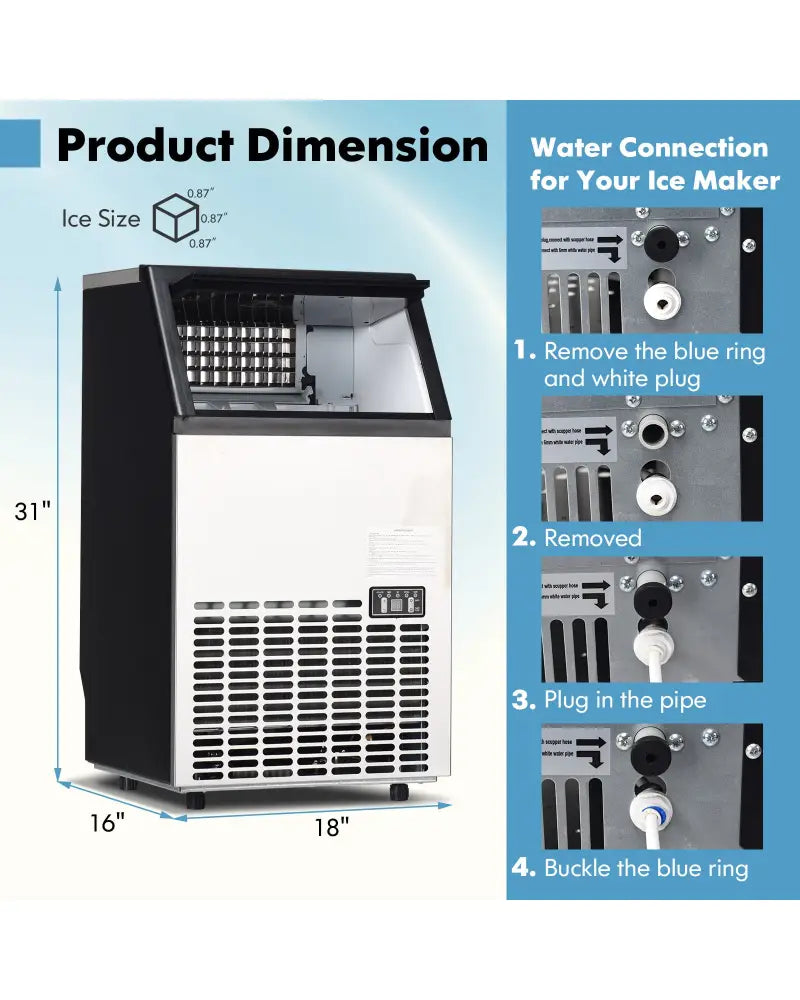 Portable Built-In Stainless Steel Commercial Ice Maker - Black - Ice Makers