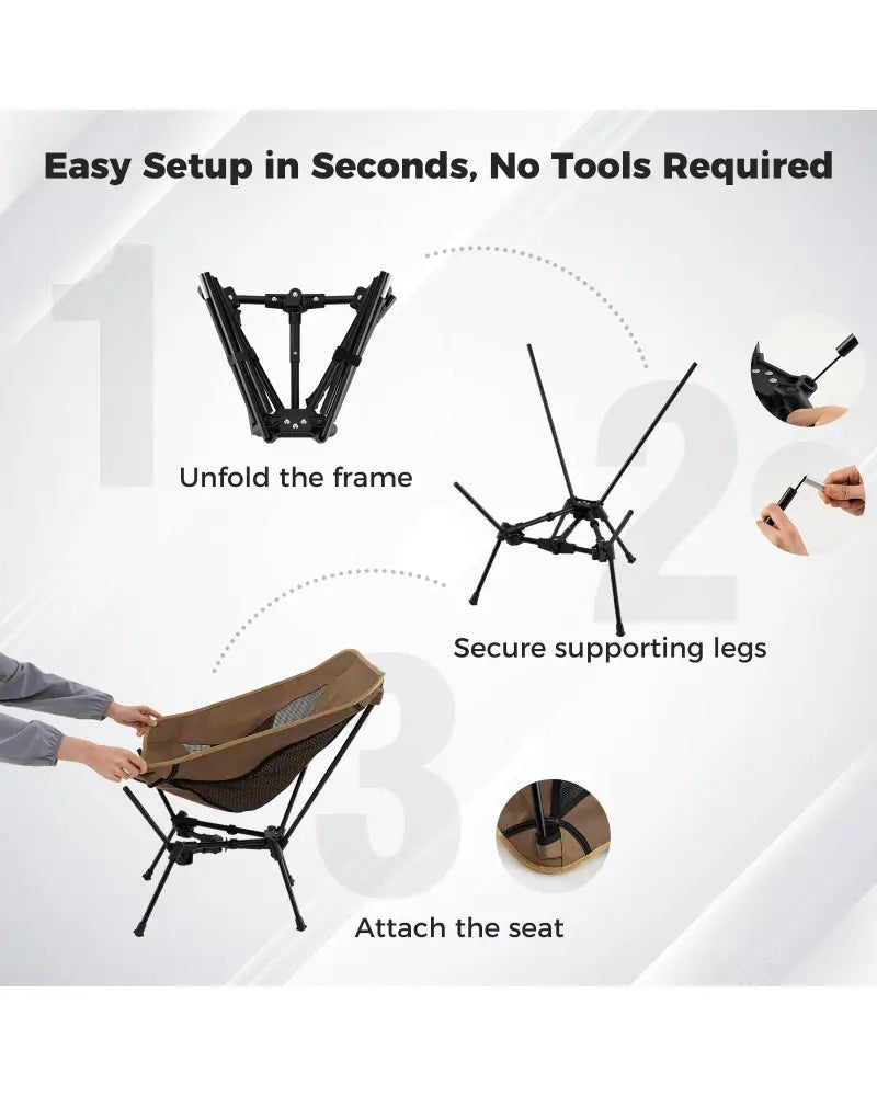 Portable Camping Chair with Compact Carrying Bag-Coffee - Coffee - Camping Furniture