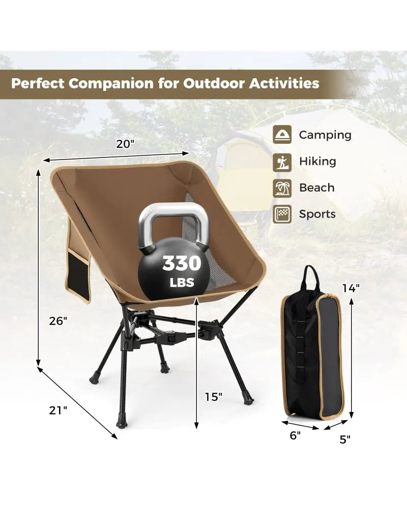 Portable Camping Chair with Compact Carrying Bag-Coffee - Coffee - Camping Furniture