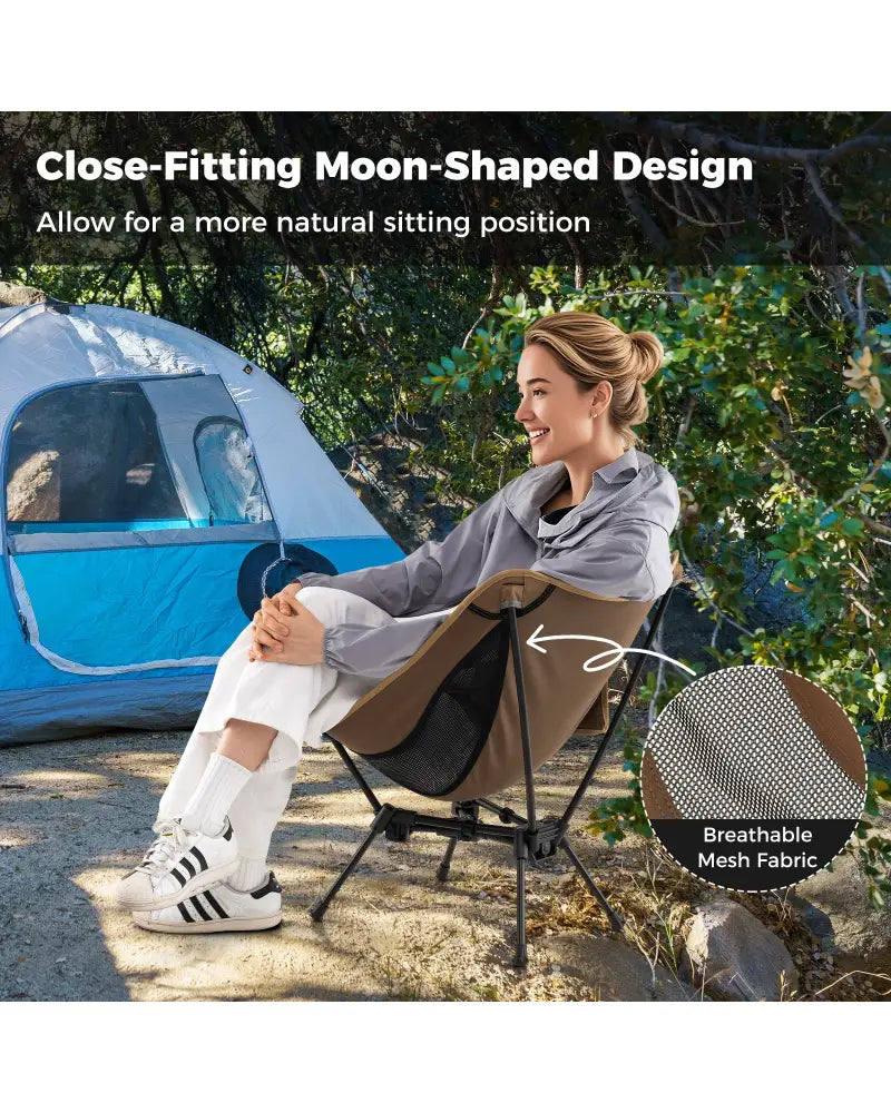 Portable Camping Chair with Compact Carrying Bag-Coffee - Coffee - Camping Furniture