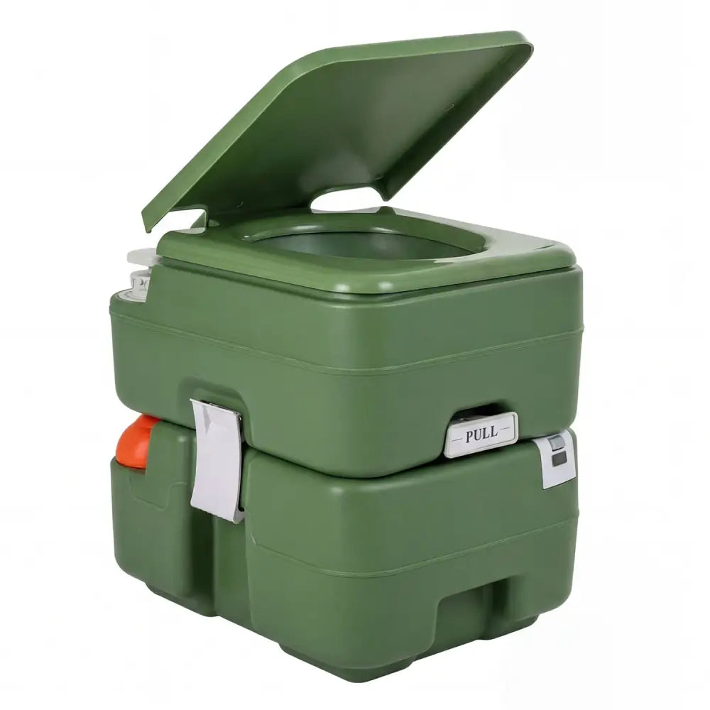 Portable Camping Toilet Porta Potty with Level Indicator and 22 L Detachable Waste Tank-Green - Green - Portable