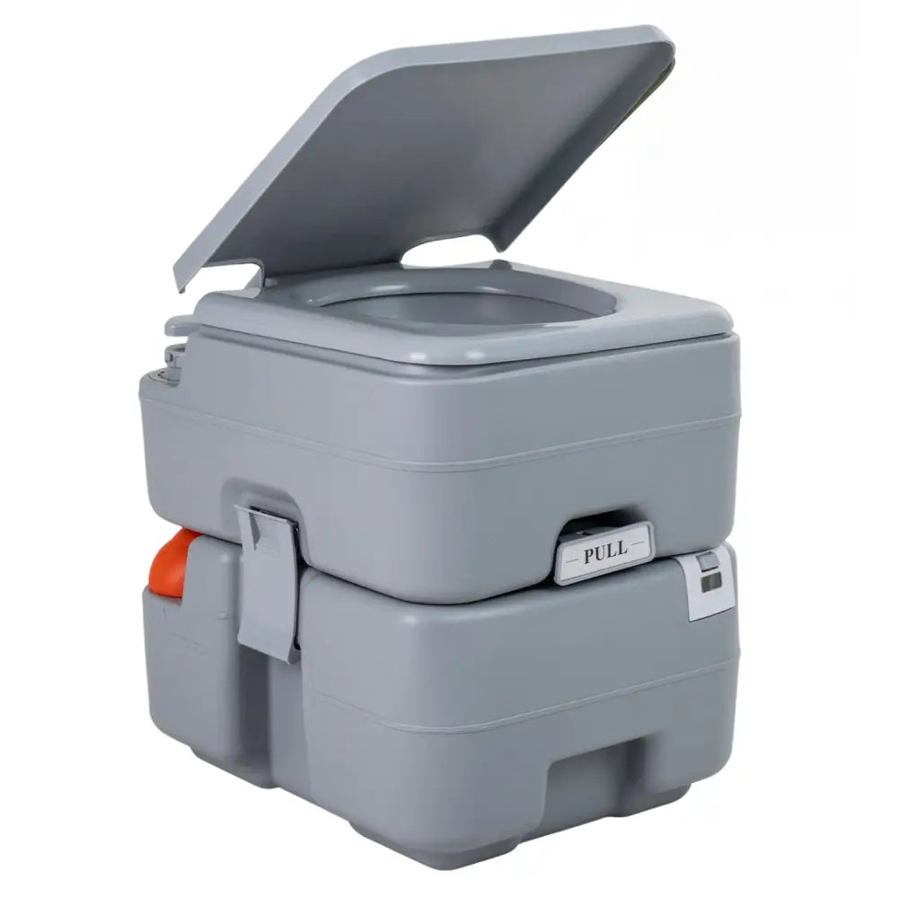 Portable Camping Toilet Porta Potty with Level Indicator and 22 L Detachable Waste Tank-Gray - Gray - Portable Toilets
