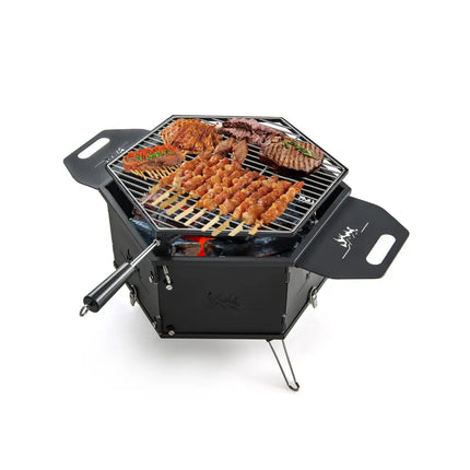 Portable Charcoal Grill Stove Rotatable with Foldable Body and Legs with Handles - Outdoor Grills