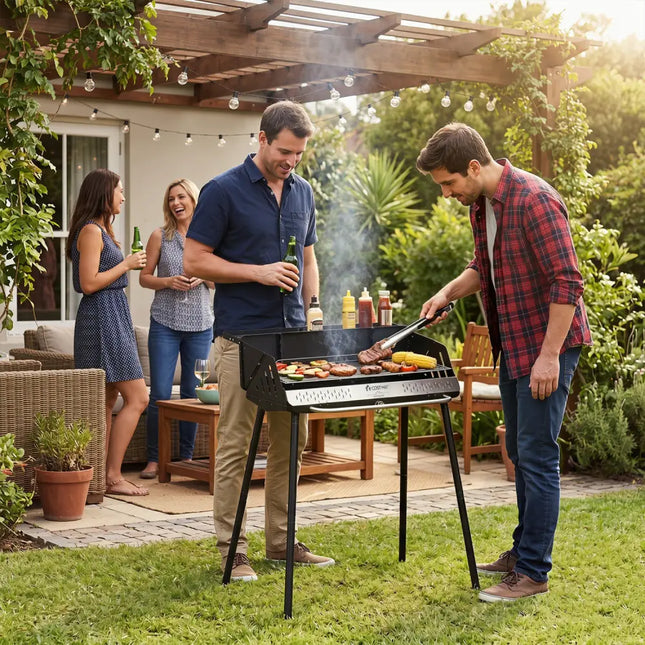 Portable Charcoal Grill with Detachable Legs Adjustable Grate and Carrying Bag - Outdoor Grills
