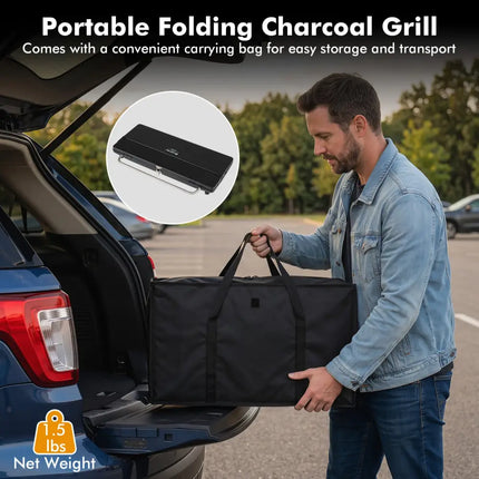 Portable Charcoal Grill with Detachable Legs Adjustable Grate and Carrying Bag - Outdoor Grills