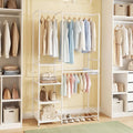 Portable Closet with Pants Hangers and 2 Hanging Rods and 4 Storage Shelves-White - White - Clothing & Closet Storage