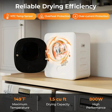 Portable Clothes Dryer Compact Drying Machine with Stainless Steel Tub Costway