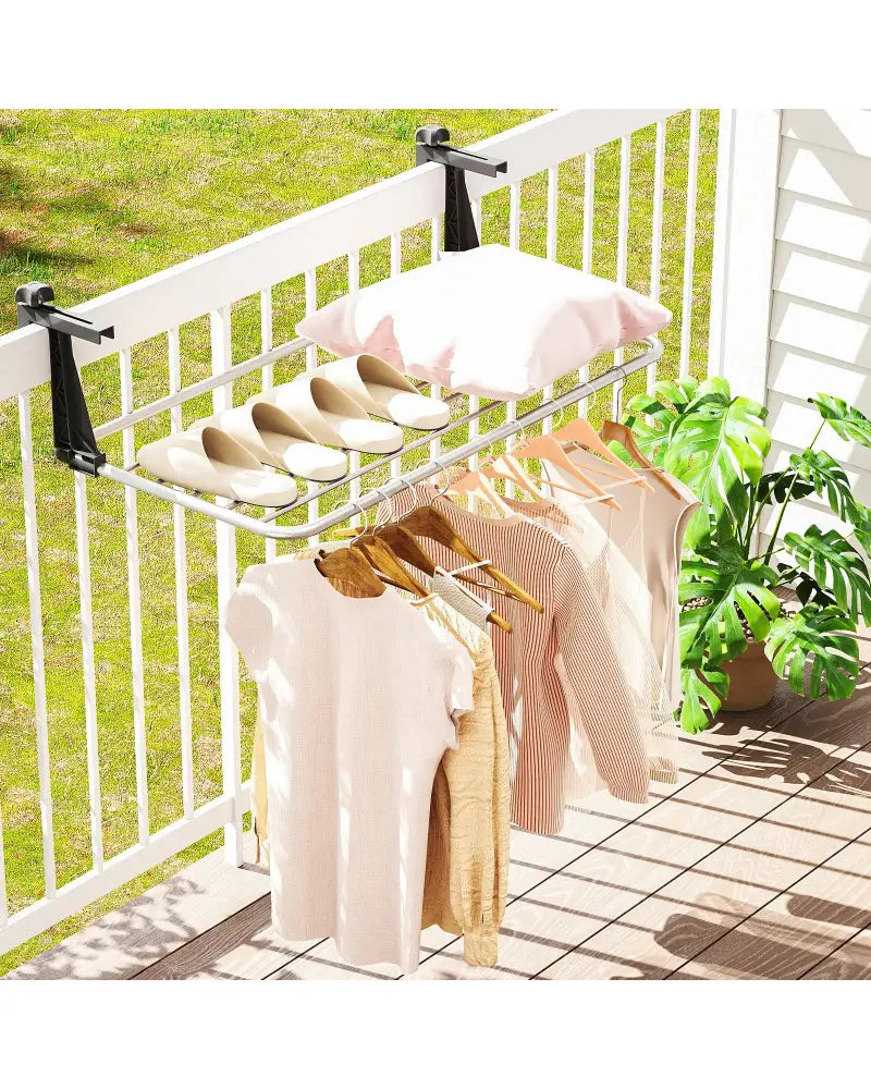 Portable Clothes Drying Rack Aluminum Towel Rack with Adjustable and Foldable Brackets - Drying Racks