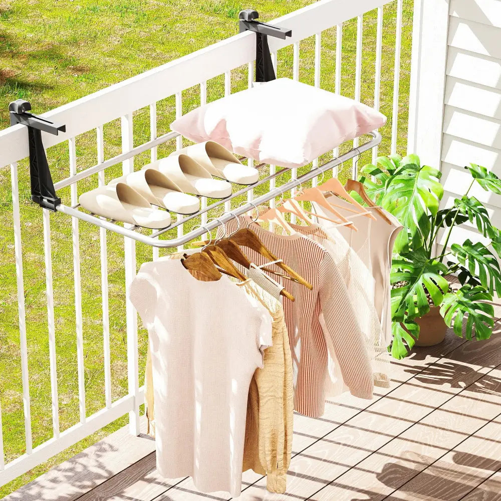 Portable Clothes Drying Rack Aluminum Towel Rack with Adjustable and Foldable Brackets - Drying Racks