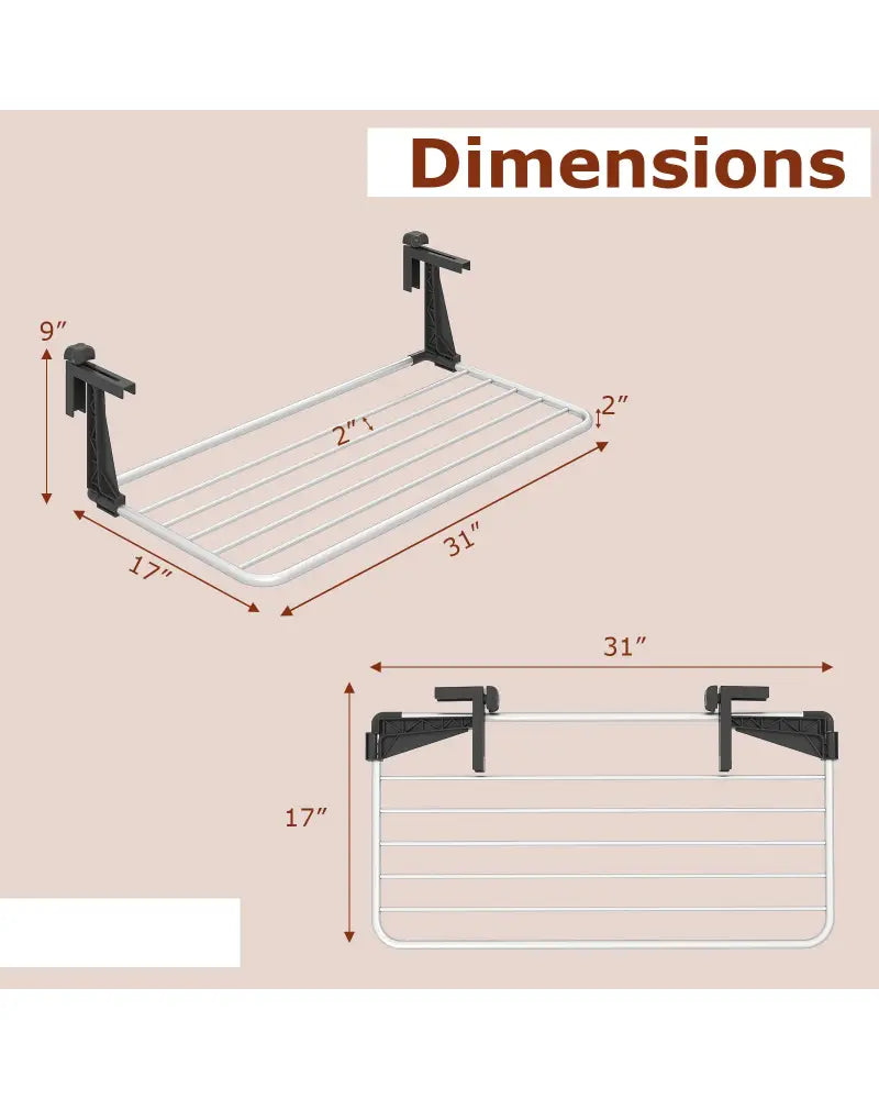 Portable Clothes Drying Rack Aluminum Towel Rack with Adjustable and Foldable Brackets - Drying Racks