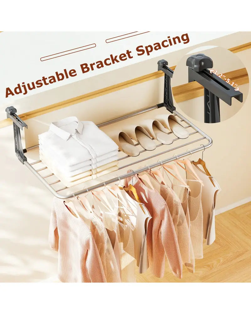 Portable Clothes Drying Rack Aluminum Towel Rack with Adjustable and Foldable Brackets - Drying Racks