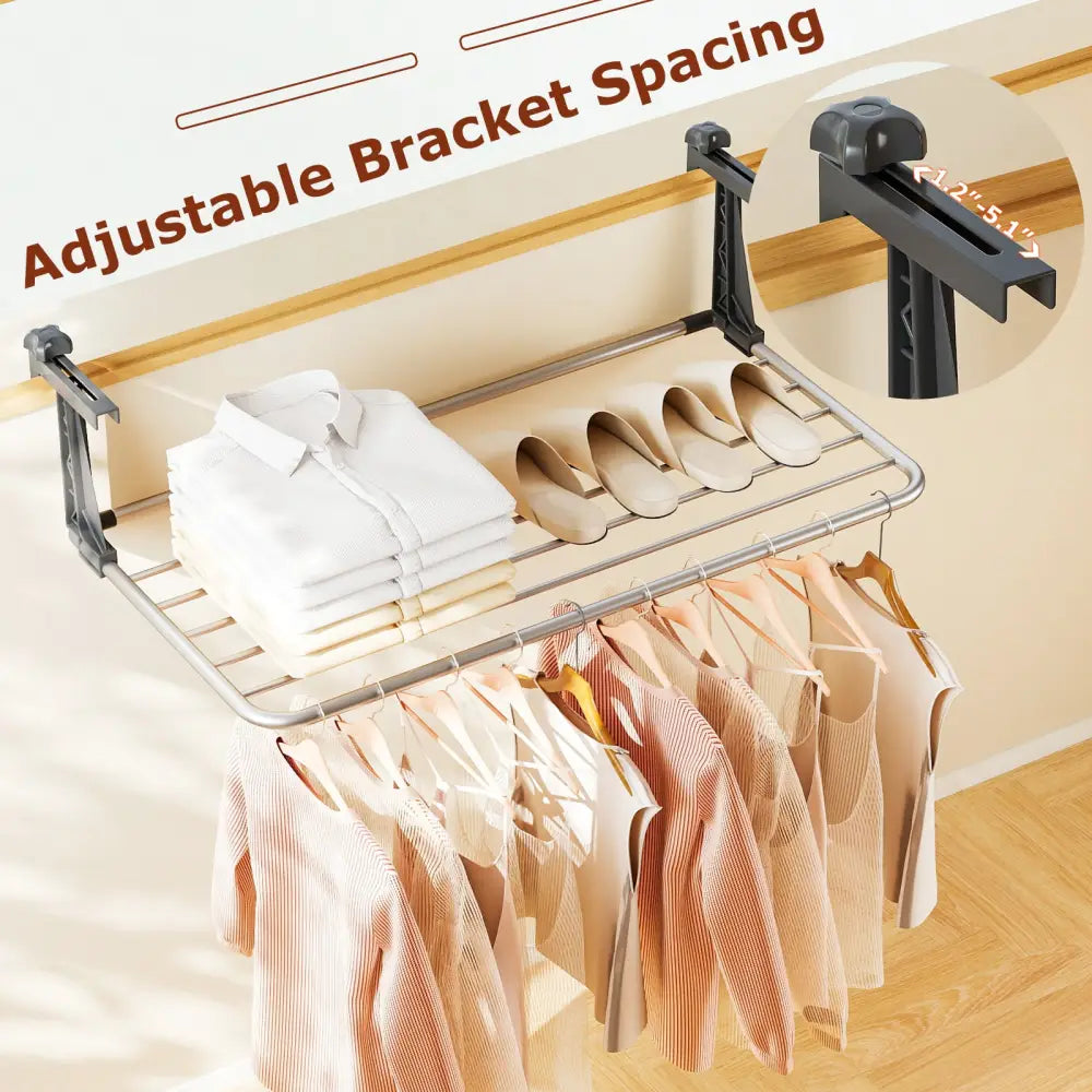 Portable Clothes Drying Rack Aluminum Towel Rack with Adjustable and Foldable Brackets - Drying Racks