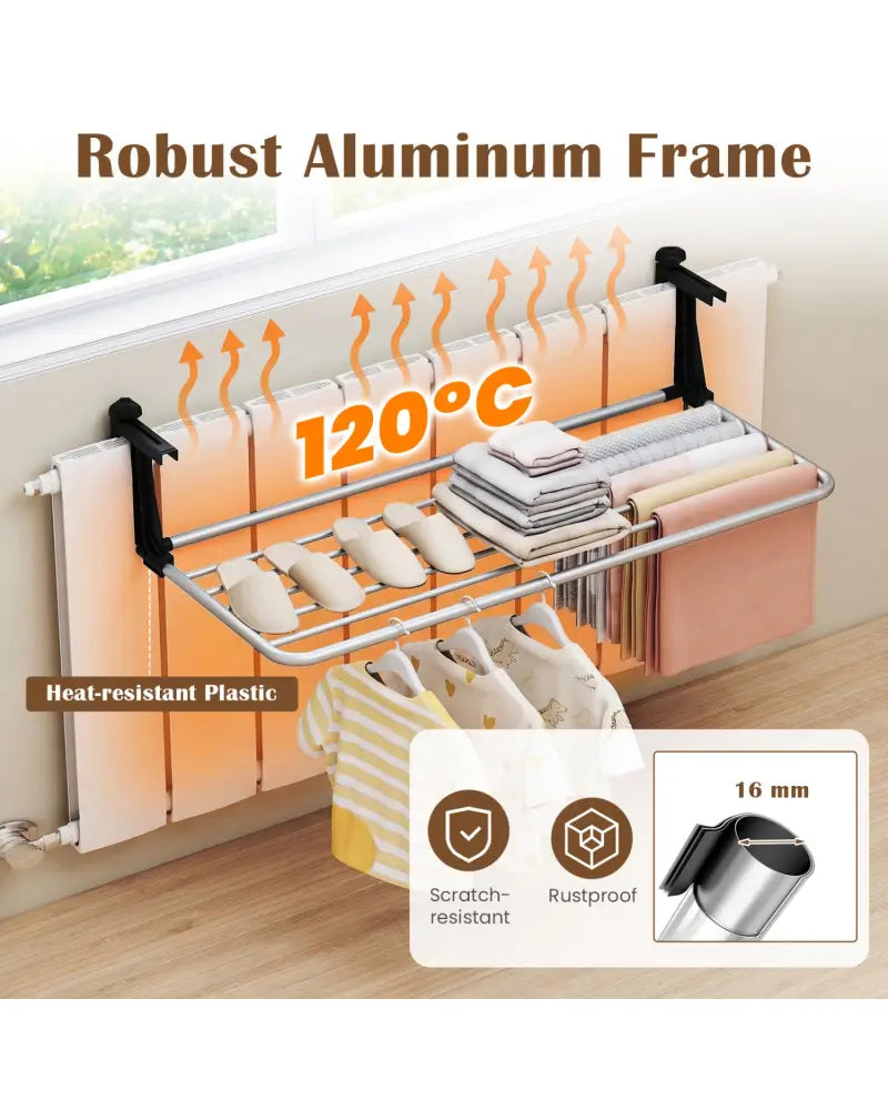 Portable Clothes Drying Rack Extendable Radiator Clothes Airer with Robust Aluminum Frame - Drying Racks